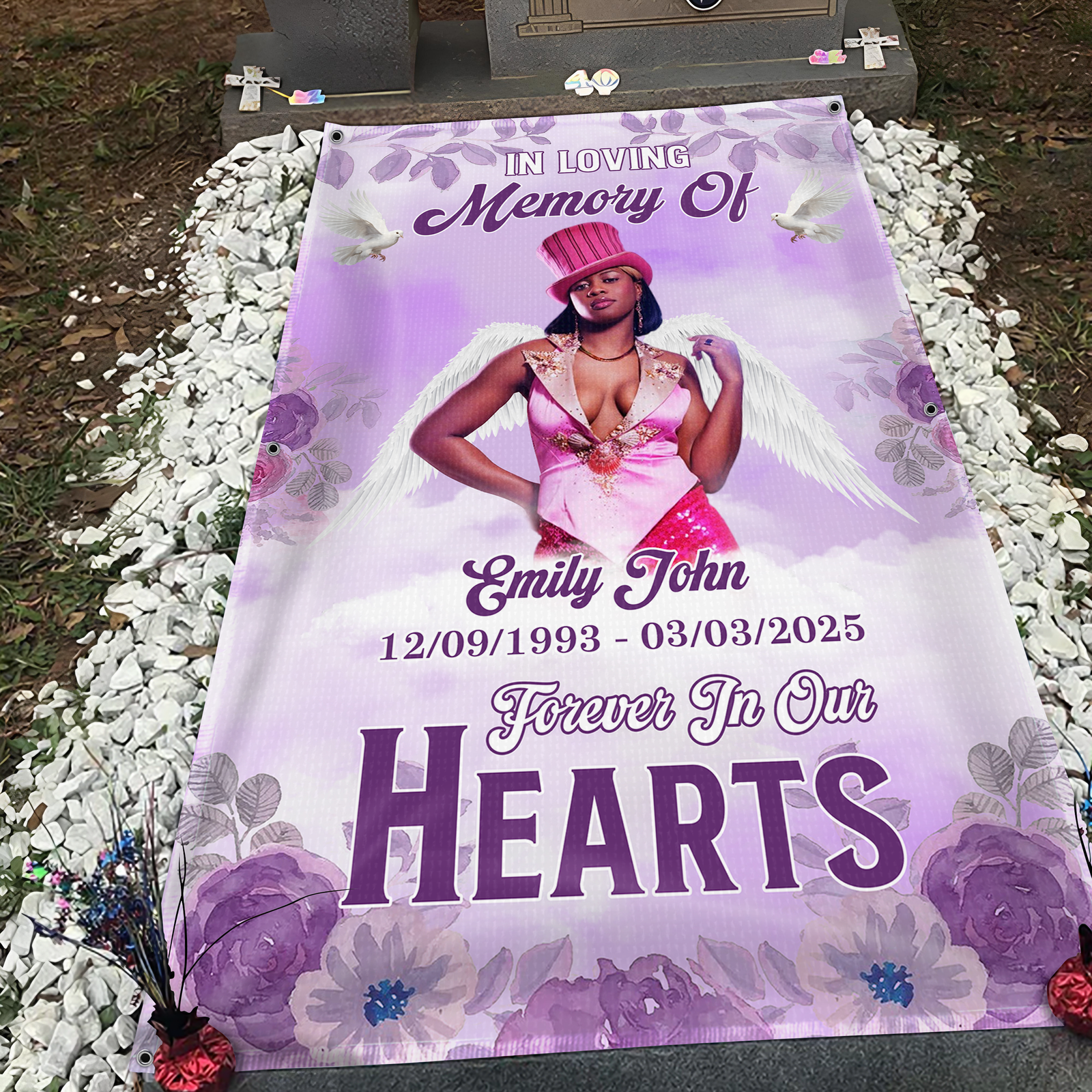 Custom Memorial Photo Forever In My Heart Grave Blanket In Loving Memorial Gift CH07 895396
