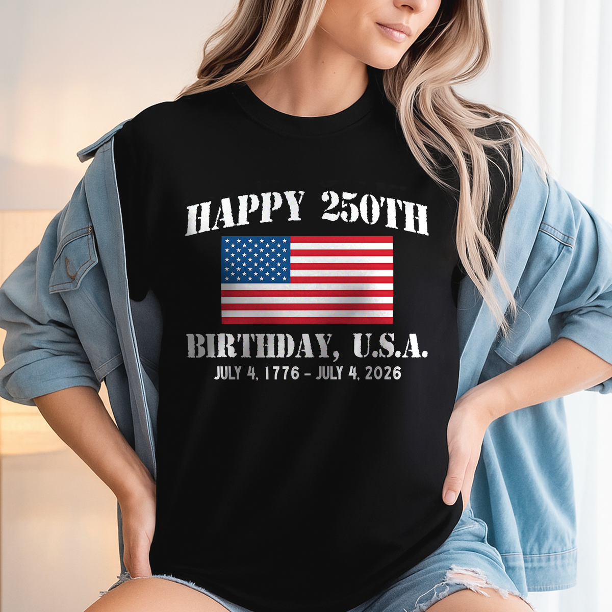 Happy 250th Birthday USA Patriotic 4th Of July Dark Shirt HO82 900374