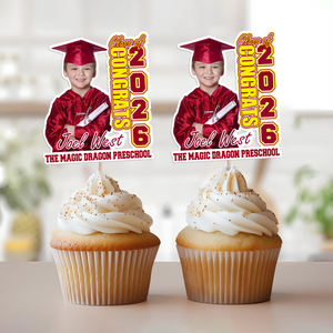 Custom Photo Kindergarten Class of 2025 Graduation Decoration Cupcake Toppers CH07 895544
