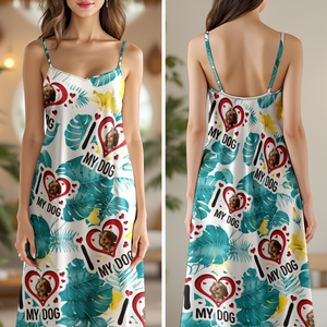 Custom Cute Pet Photo I Love My Dog Cat Hawaii Maxi Dress LM32 893405