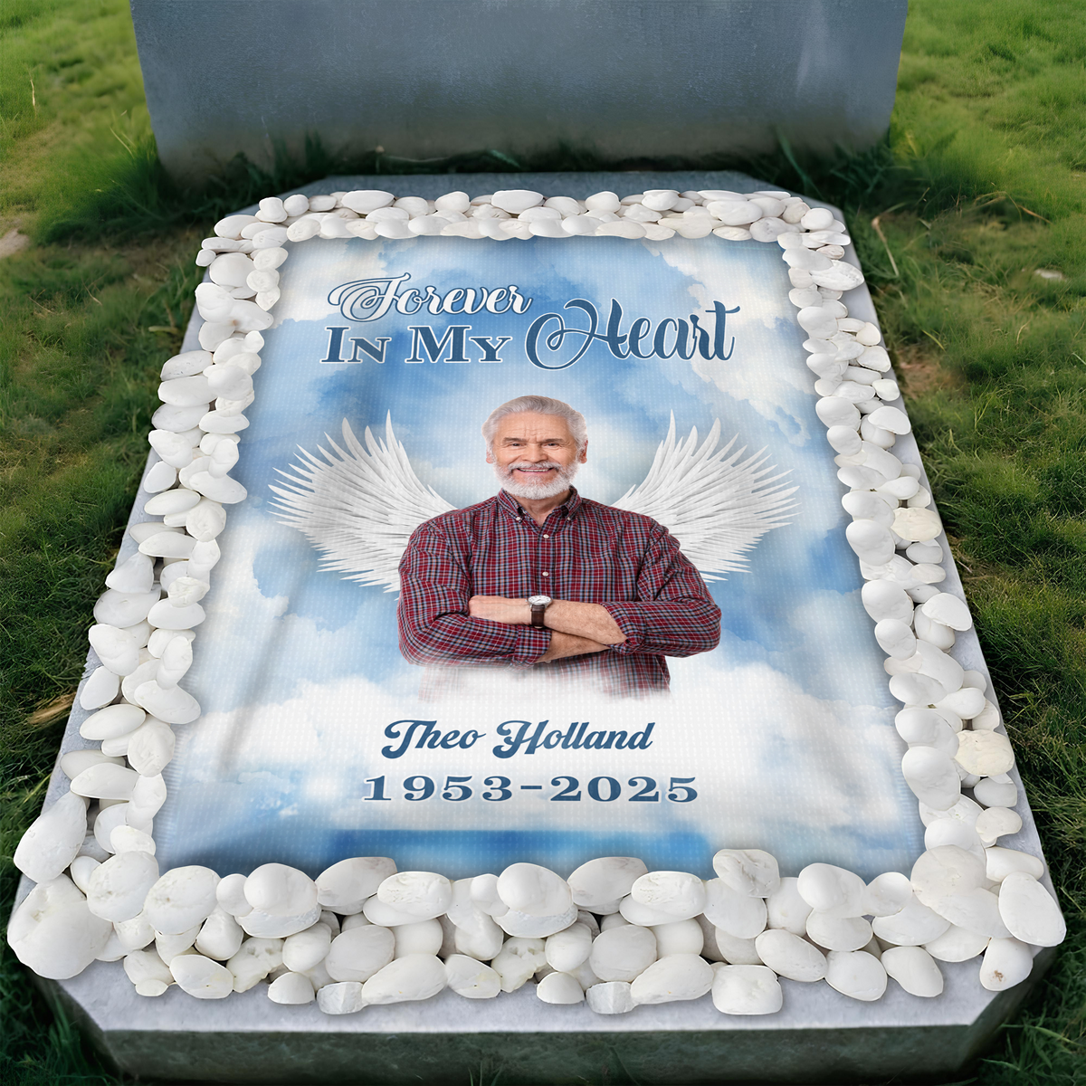 Custom Photo Forever In My Heart Memorial Heaven Grave Blanket TH10 892543
