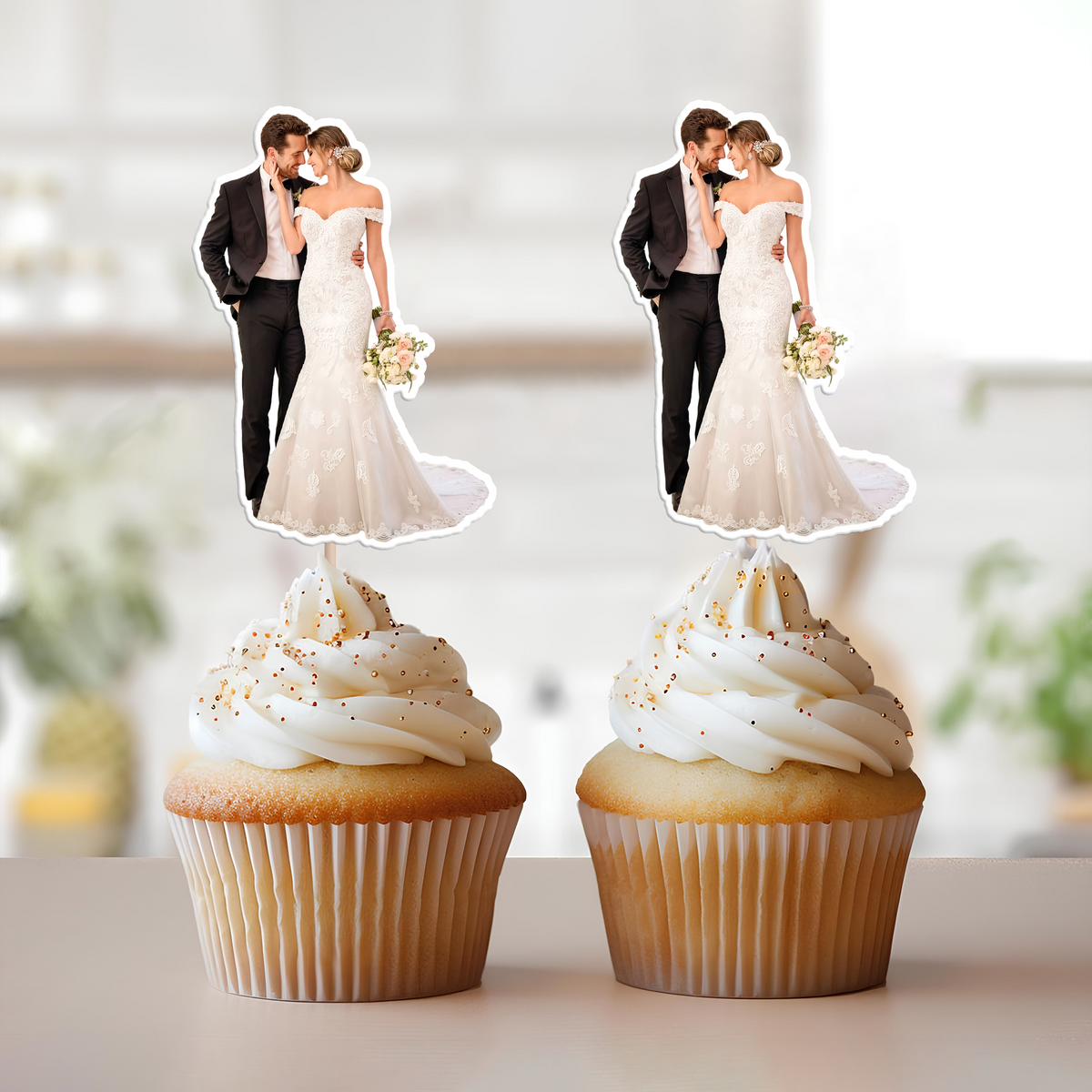 Custom Photo Happy Wedding Day Cupcake Toppers HO82 893638
