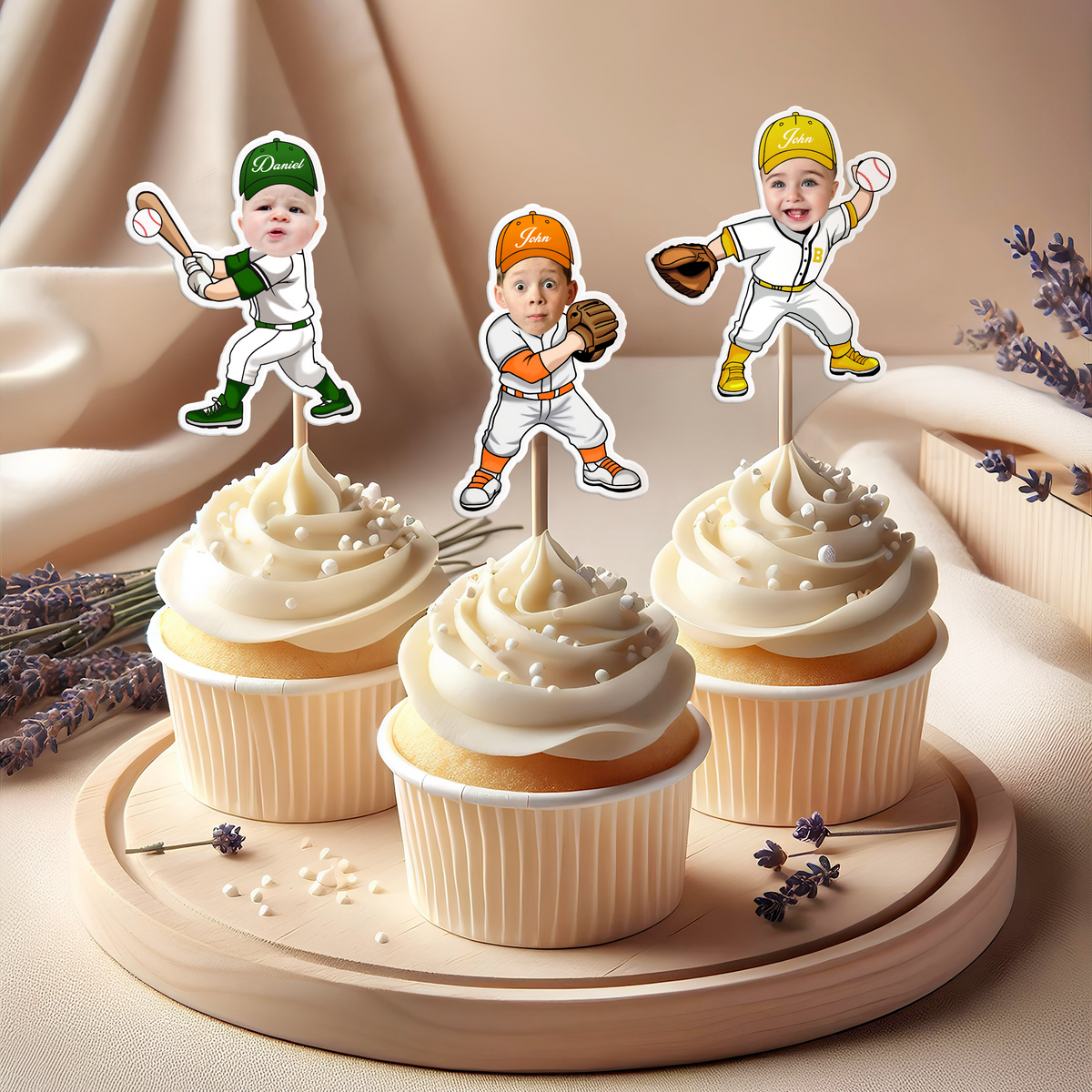 Custom Cute Face Baseball Party Decoration Cupcake Toppers LM32 893269