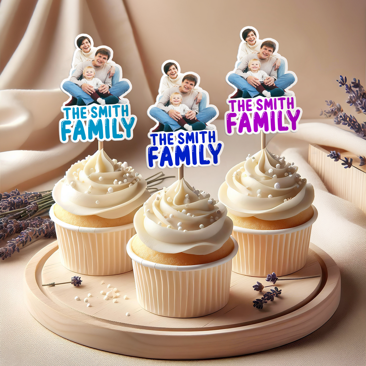 Custom Photo And Name Family Cupcake Toppers HO82 893678