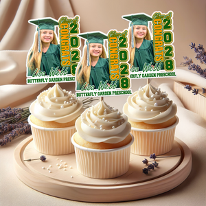 Custom Photo Kindergarten Class of 2025 Graduation Decoration Cupcake Toppers CH07 895544