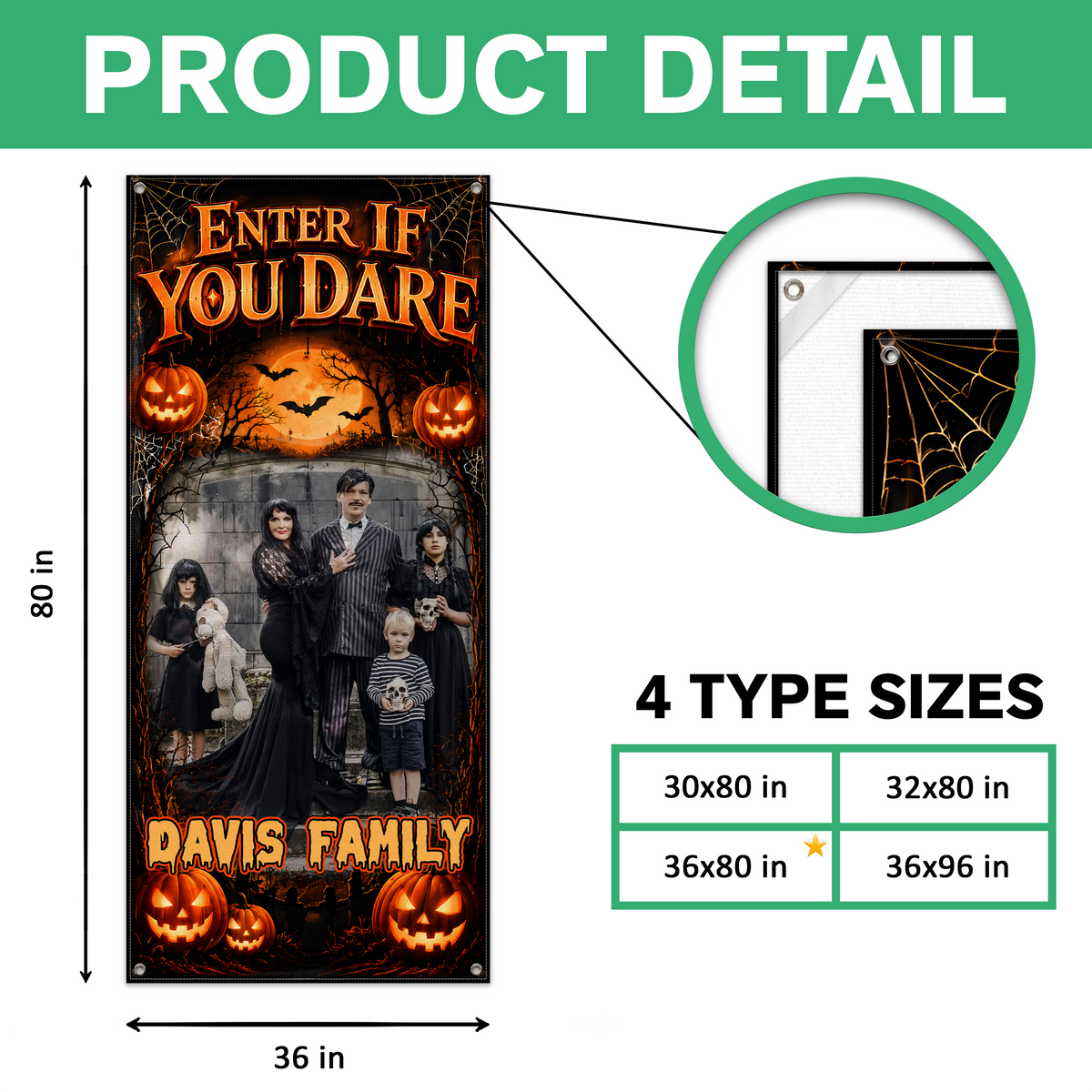 Custom Family Name & Photo Enter If You Dare Halloween Door Cover - Door Decorations HO82 903128
