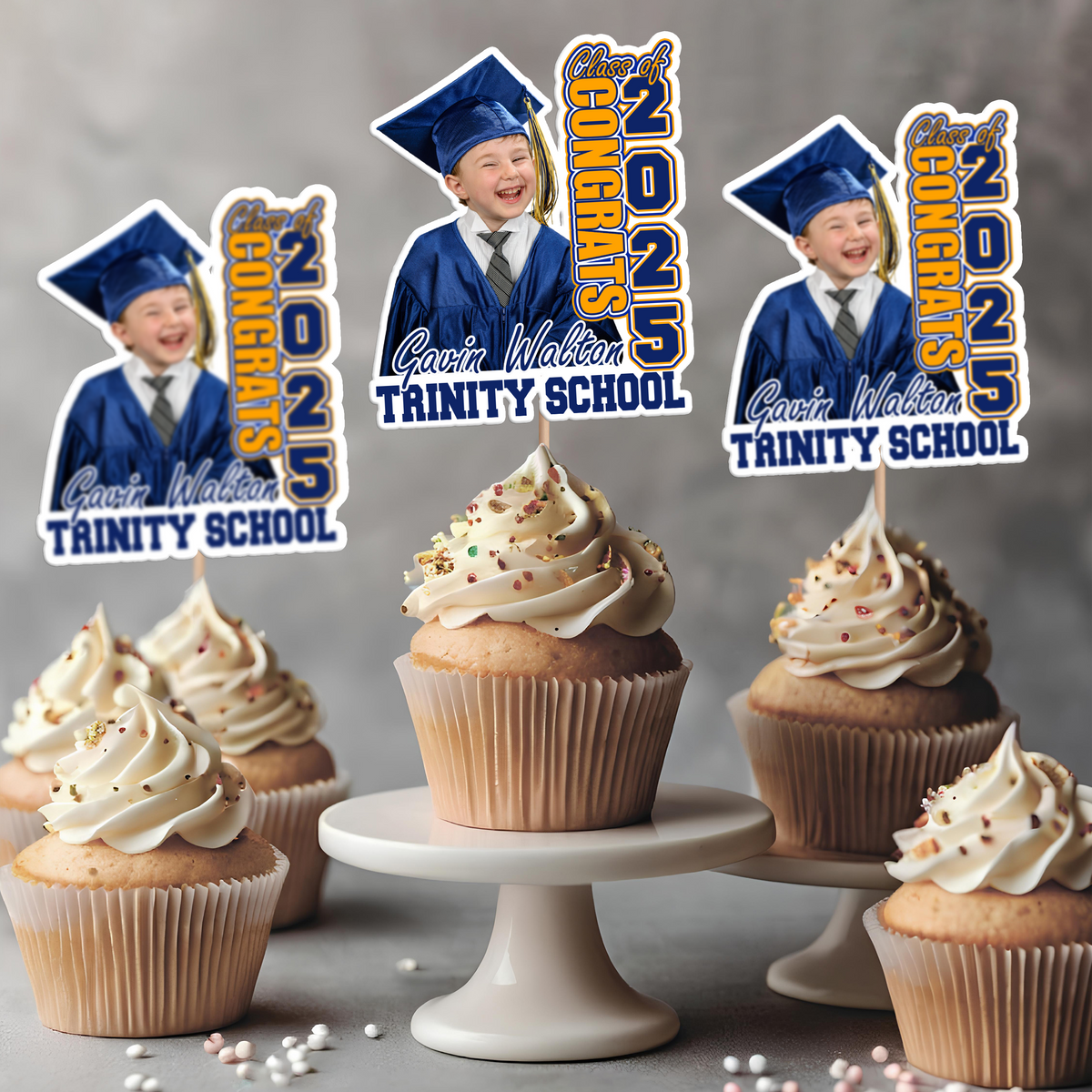 Custom Photo Kindergarten Class of 2025 Graduation Decoration Cupcake Toppers CH07 895544