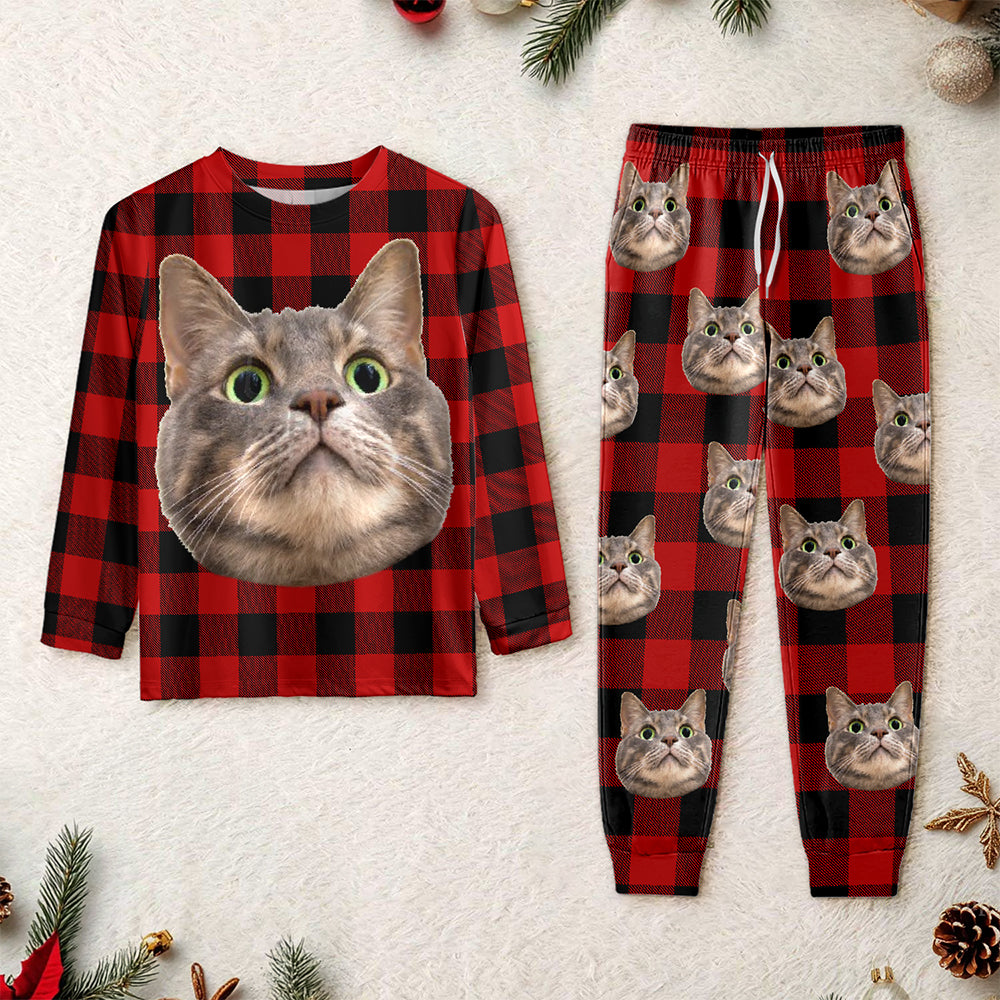 Custom Cat Face Photo With Christmas Accesories Sleepwear CH07 899250