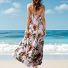 Custom Human Photo With Floral Pattern Women's V-neck Cami Maxi Dress LM32 893329