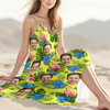 Custom Photo Tropical Hawaii Style Personalized Women's V-Neck Cami Maxi Dress For Summer Holiday CH07 895604