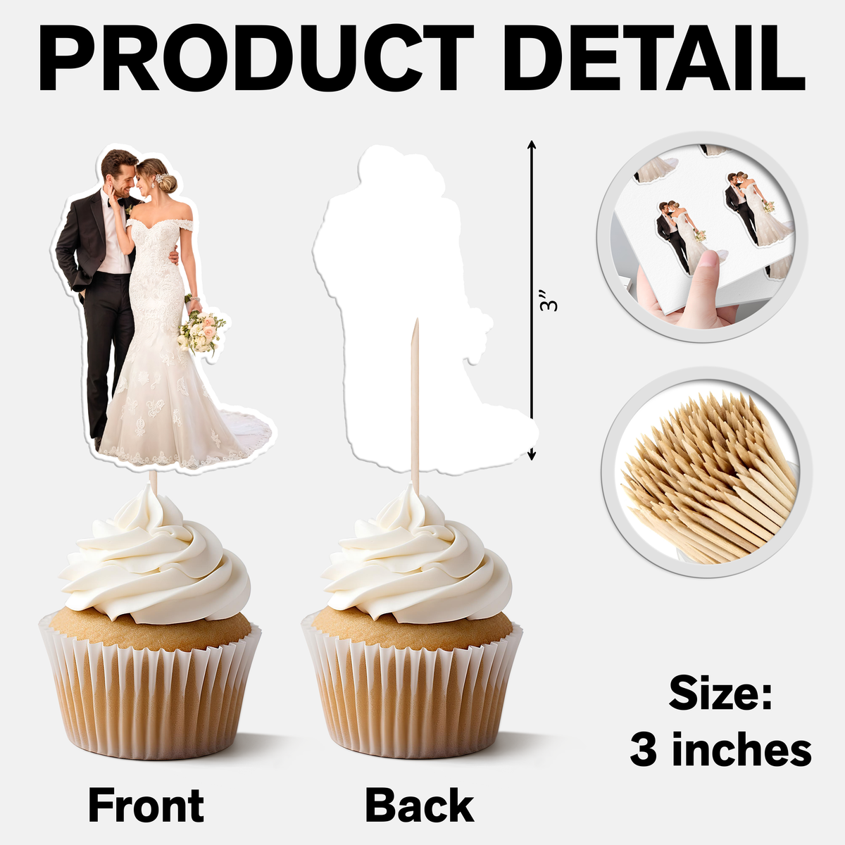 Custom Photo Happy Wedding Day Cupcake Toppers HO82 893638