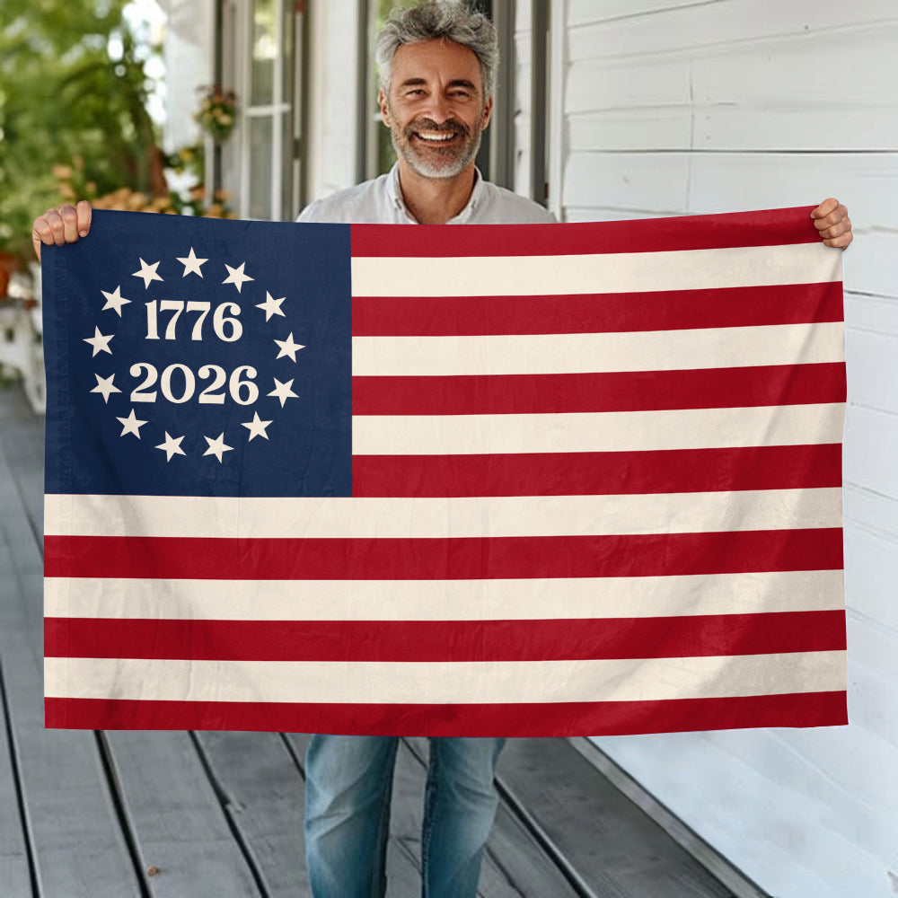 Personalized USA 250th Birthday 1776-2026 Patriotic Betsy Ross Flag - Patriotic House Flag LM32 669255