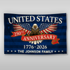 Unites State 250 Years Anniversary Custom Family Name House Flag CH07 910160