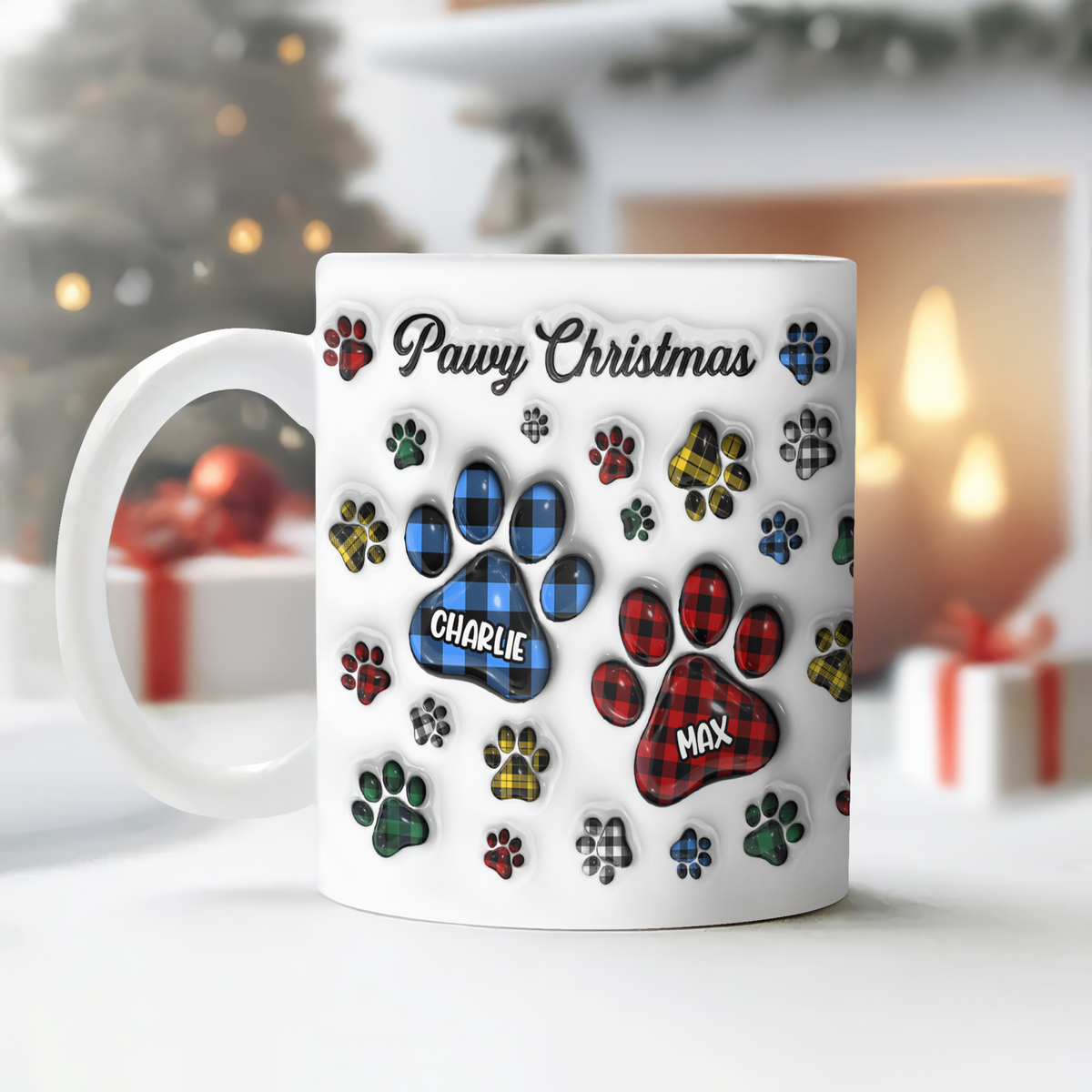 Custom Name Pawy Christmas 3D Inflated Effect Mug For Dog Lover TH10 894369
