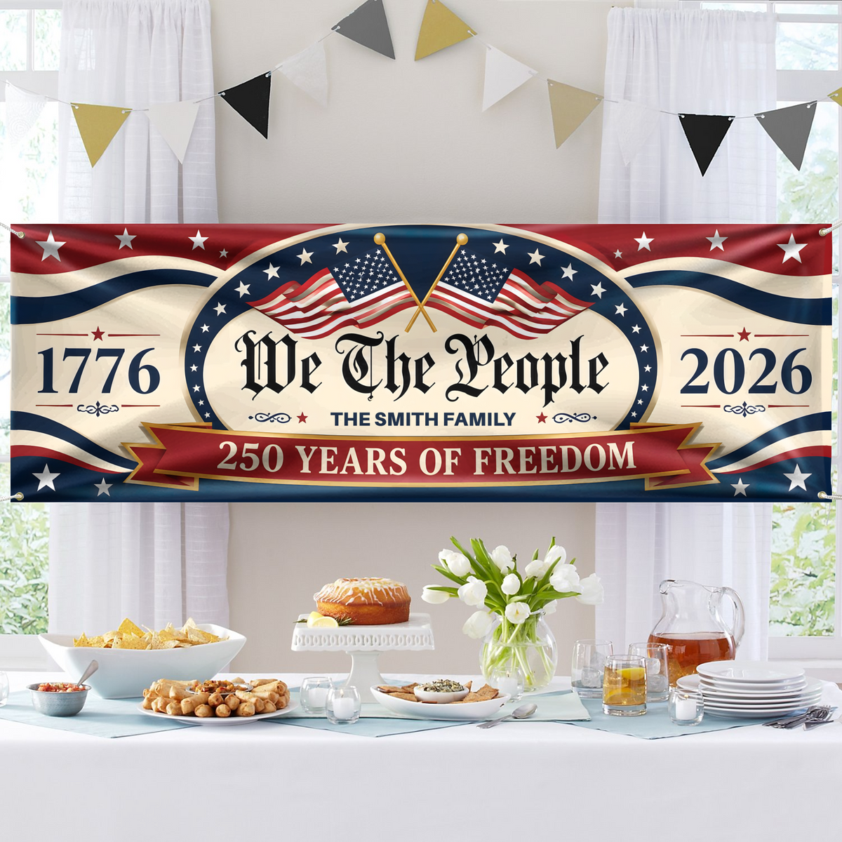 Custom Family Name 250 Years Of Freedom We The People America 1776–2026 Patriotic Banner HO82 902868