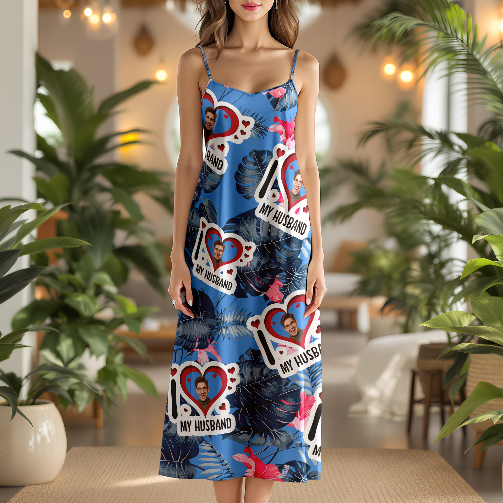 Custom Photo Human I Love My Husband Hawaii Maxi Dress LM32 893403