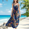 Custom Human Photo With Floral Pattern Women's V-neck Cami Maxi Dress LM32 893329