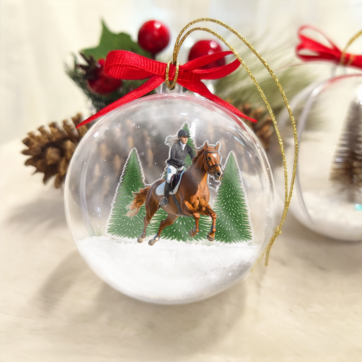 Custom Photo Horses Riding - Personalized 3D Ball Ornament For Family HA75 898060