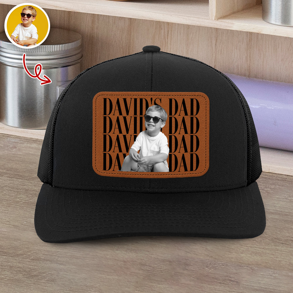 Personalized Vintage Photo Dad, Mom Leather Patch Cap HA75 921506