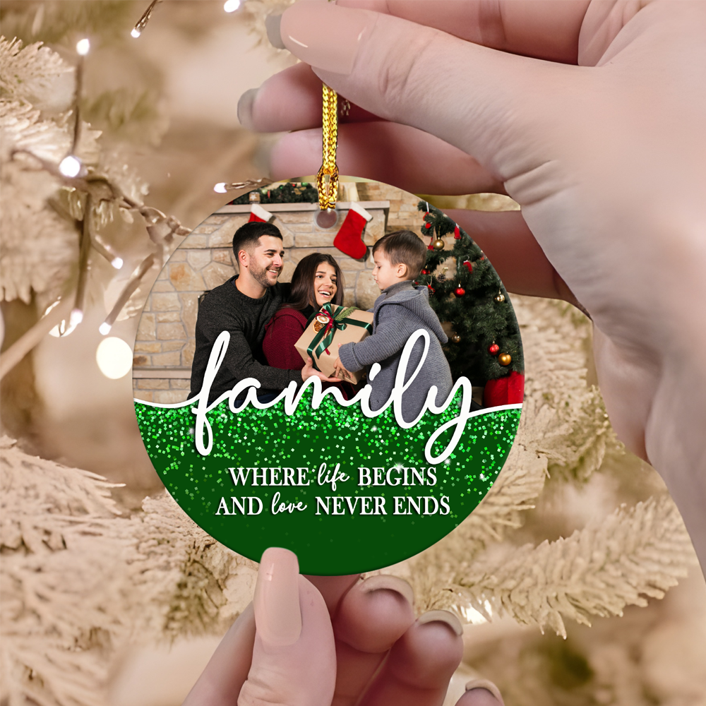 Custom Family Photo Christmas Memorial Ceramic Ornament LM32 895409