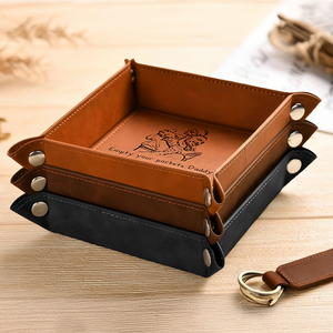 Personalized Name We Can't Wait To Play With Dad Leather Valet Tray LM32 893571