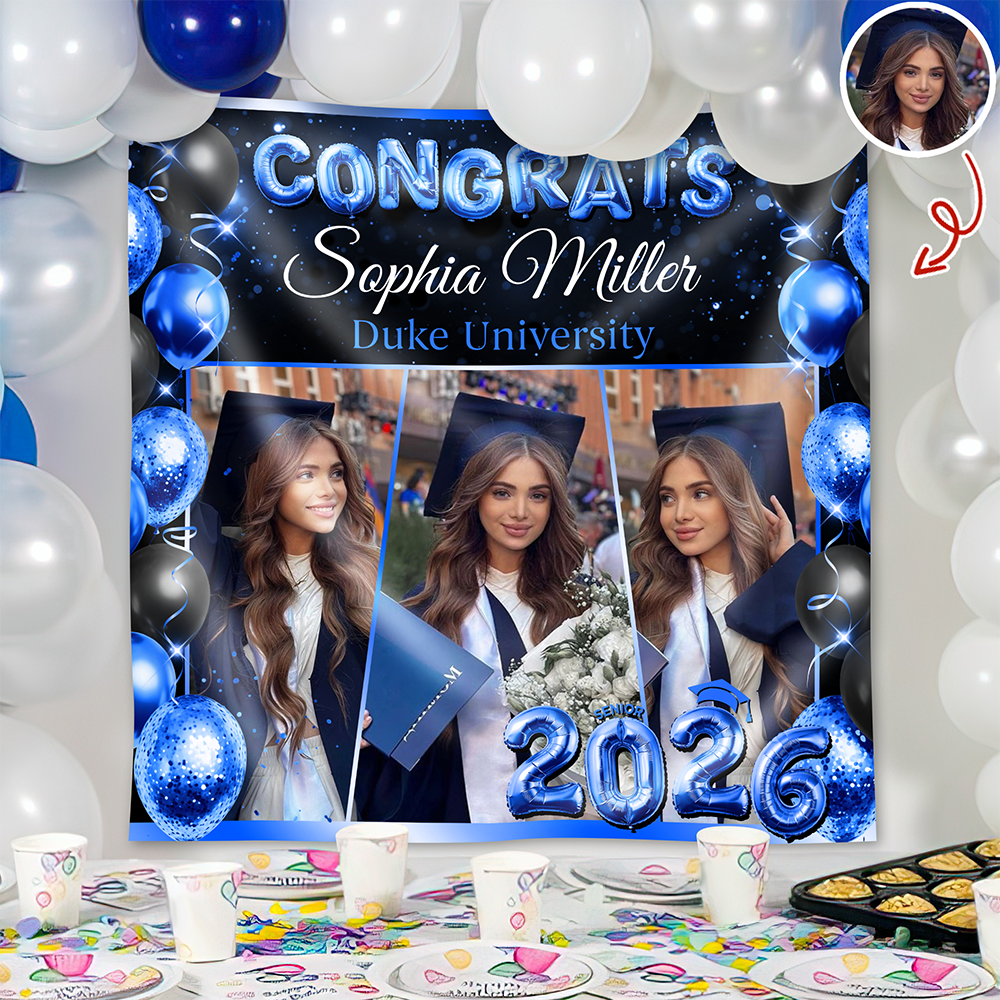 Custom Photo Congrats 2026 Graduation Balloons Backdrop HA75 920468