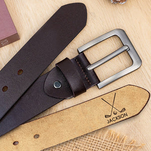 Personalized Name Engraved Leather Belt Gift For Golf Enthusiast, Golfers And Coaches HO82 900888