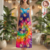 Custom Human Photo Tie Dye Background Hawaii Cami Maxi Dress HO82 901994