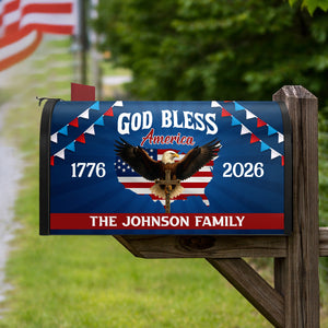 Custom 250th Anniversary God Bless America Eagle 1776–2026 Patriotic Mailbox Cover HA75 898944