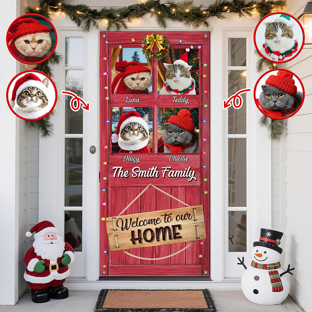 Custom Cat Photo Welcome To Our Home Peeking Pets Door Cover HO82 900244