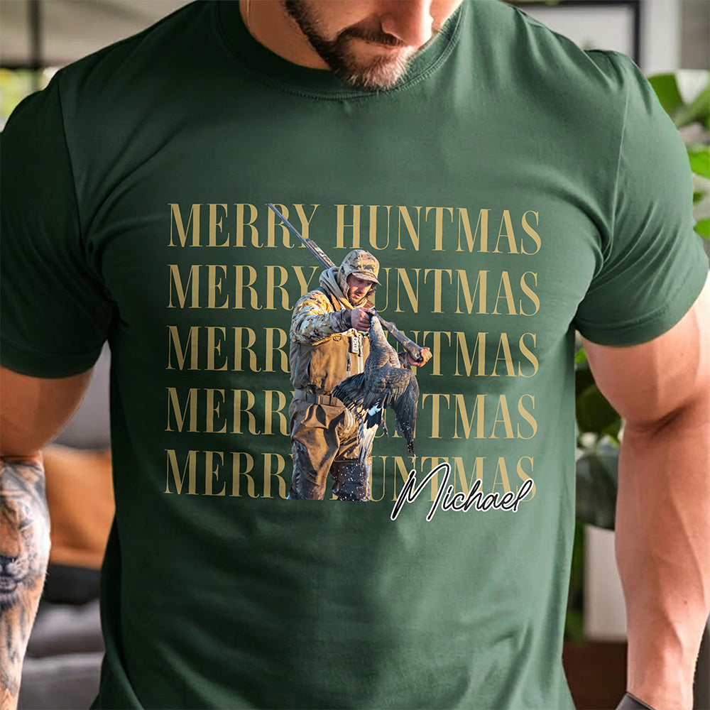 Personalized Vintage Photo Merry Huntmas Comfort Shirt Gift for Hunting Lovers HA75 922120