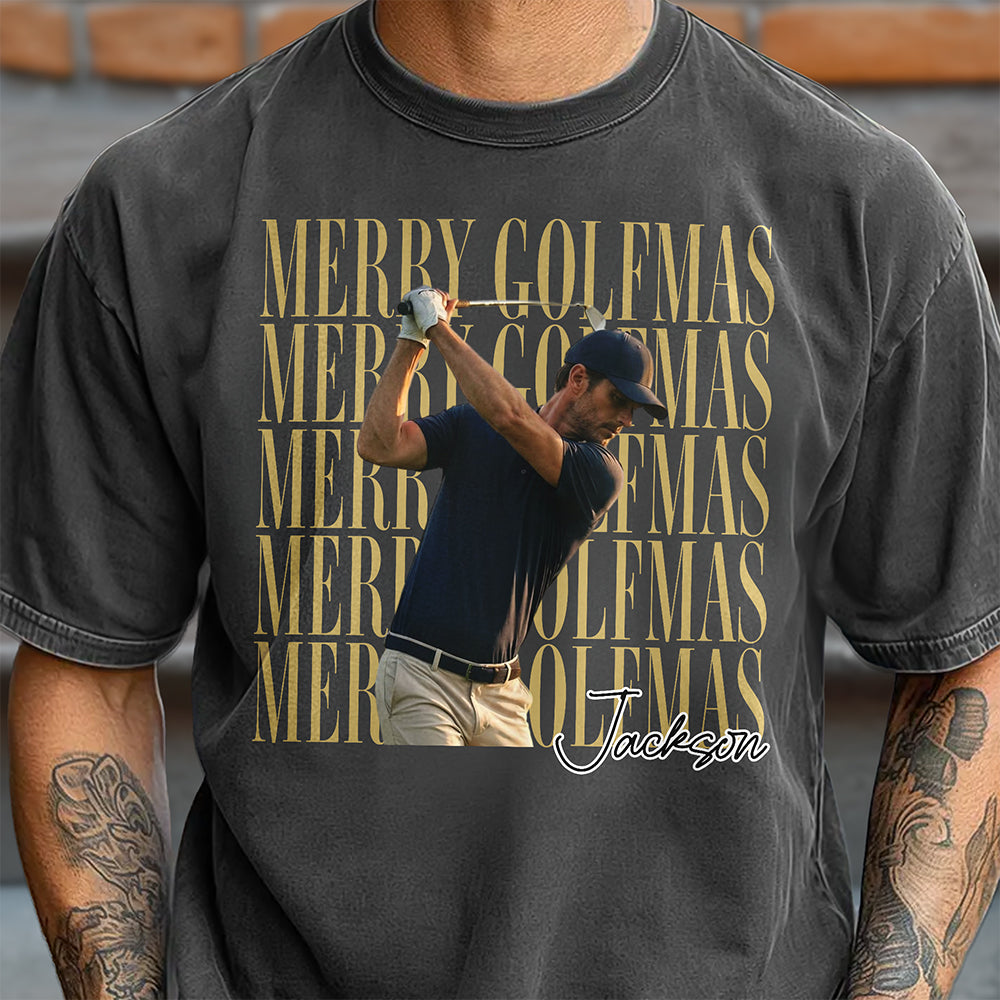 Personalized Vintage Photo Merry Golfmas Comfort Shirt Gift for Golf Lovers HA75 922118
