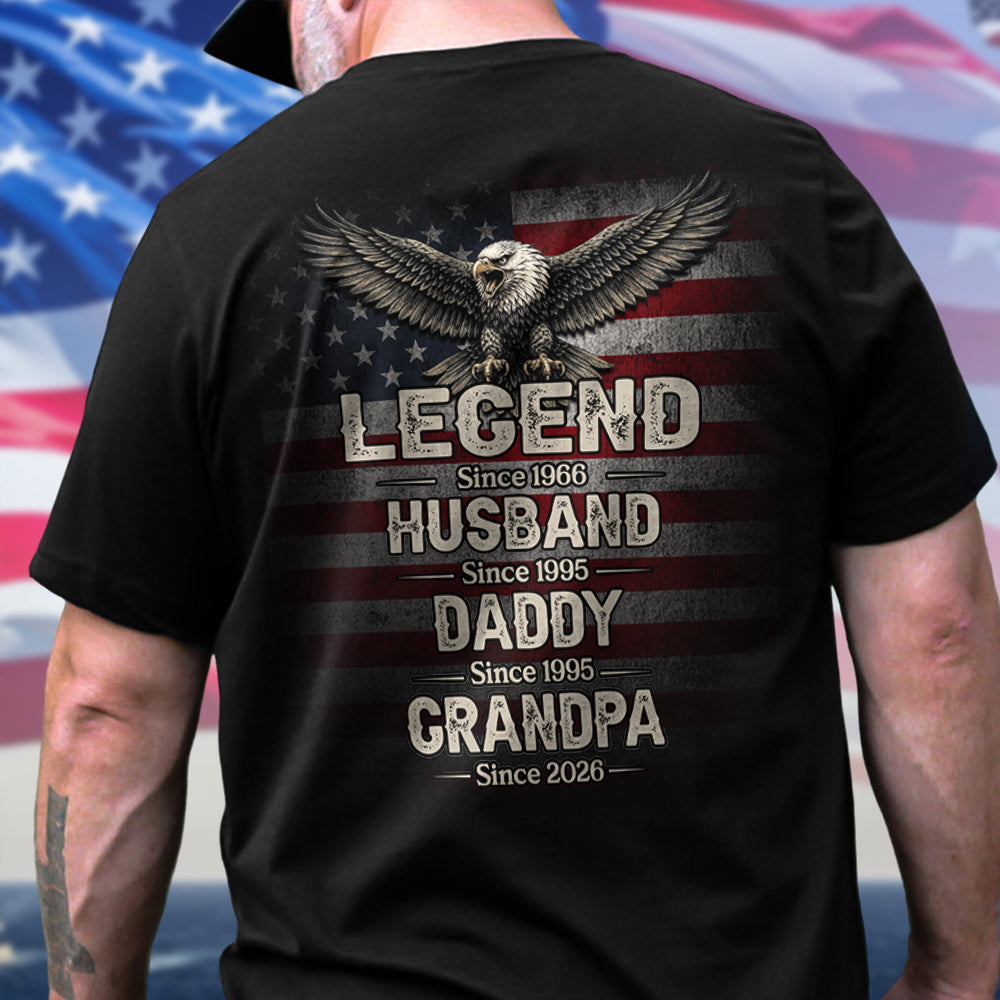 Personalized Legend, Husband, Daddy since American Flag Back Dark Shirt - Father's Day Gift HA75 920860
