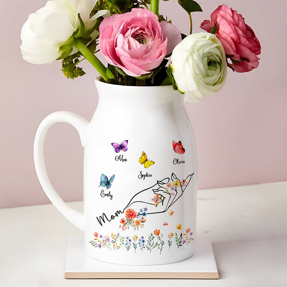 Custom Kids Name Butterfly Floral Vase – Personalized Mother’s Day Gift for Mom, Grandma LM32 899397