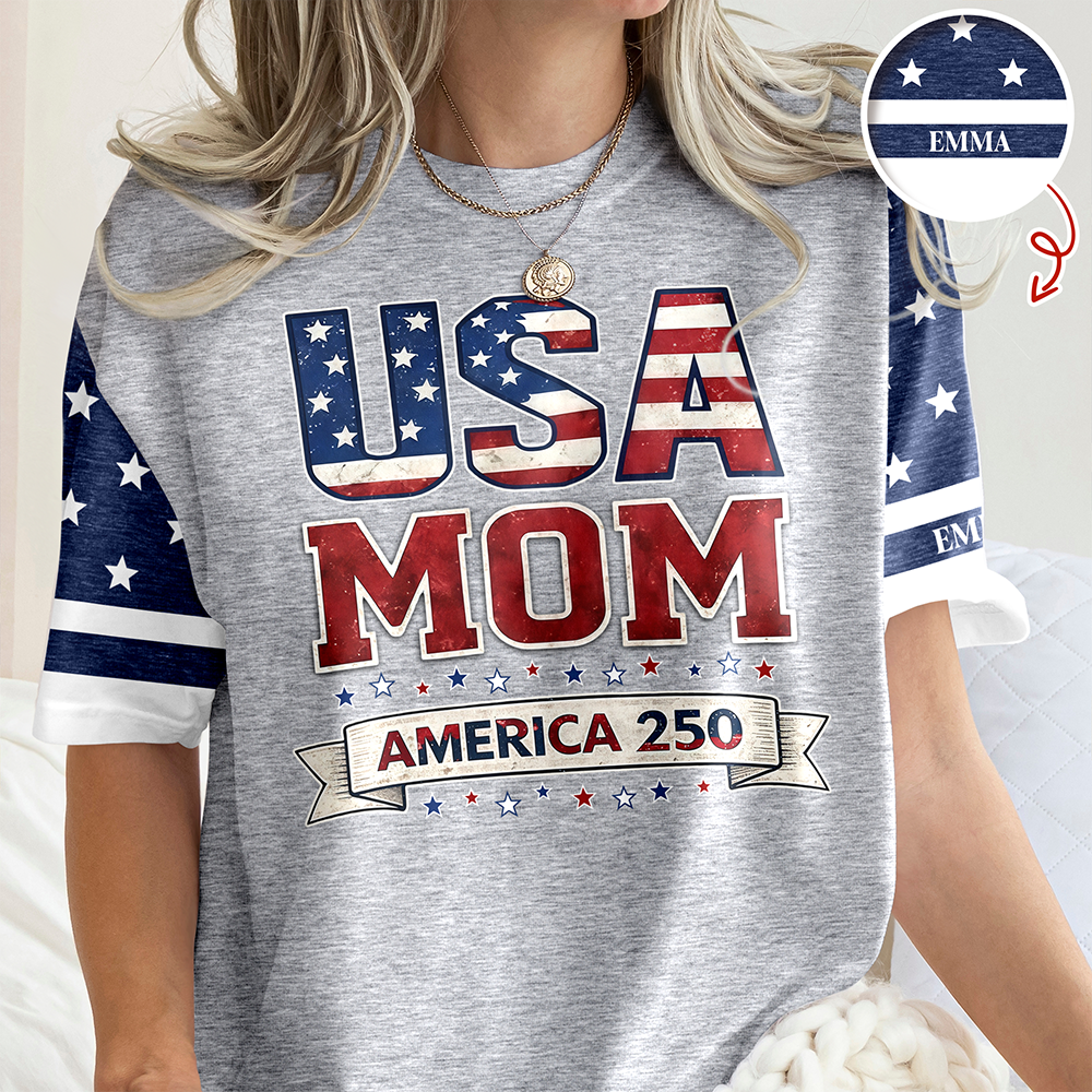 Custom Name USA Mom With America 250 AOP Shirt HO82 901914