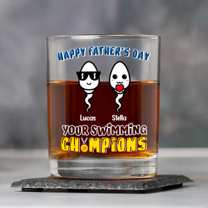 Happy Father's Day Your Swimming Champion Personalized Whiskey Glass Funny Father's Day Gift CH07 895364