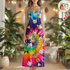 Custom Cat Photo Tie Dye Background Hawaii Cami Maxi Dress HO82 901980