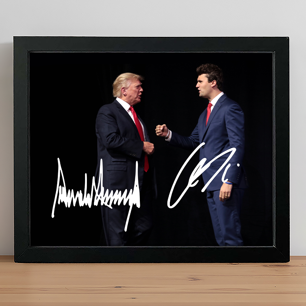 Charlie Kirk - Donald Trump Autographed Signed Picture Frame LM32 65505