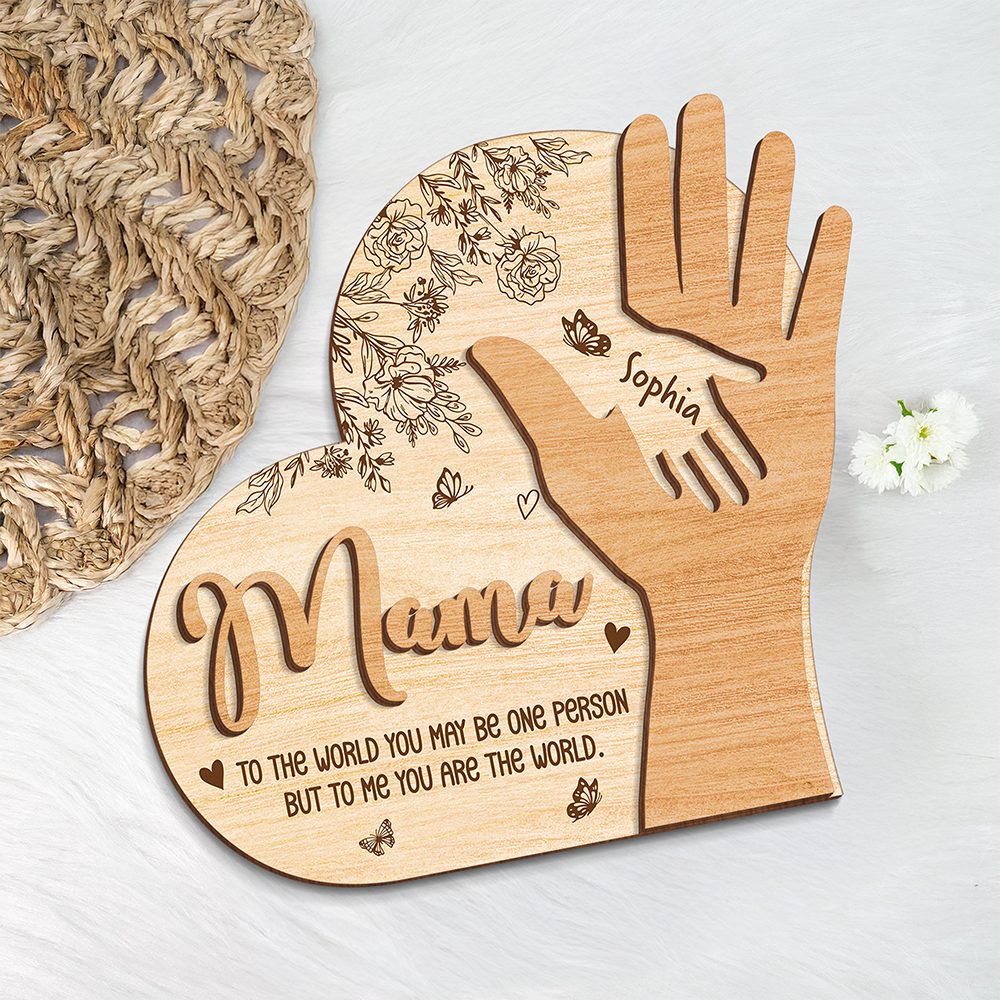 Personalized Mommy We Will Always Reach For You Hand 2-Layered Wooden Plaque Mother's Day Gift CH07 910714