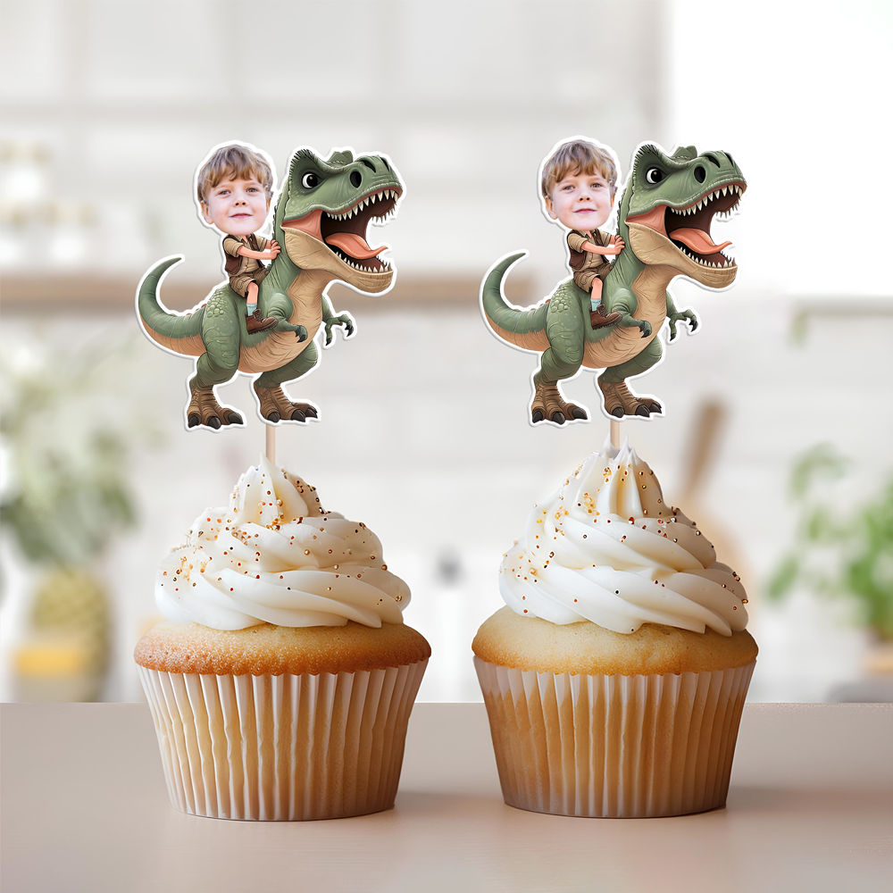 Custom Dinosaur Face Cupcake Toppers Dinosaur Birthday Decor HA75 892102