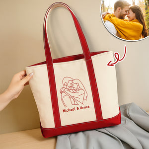 Custom Couple Photo Embroidered Monogram Beach Bag HO82 894248