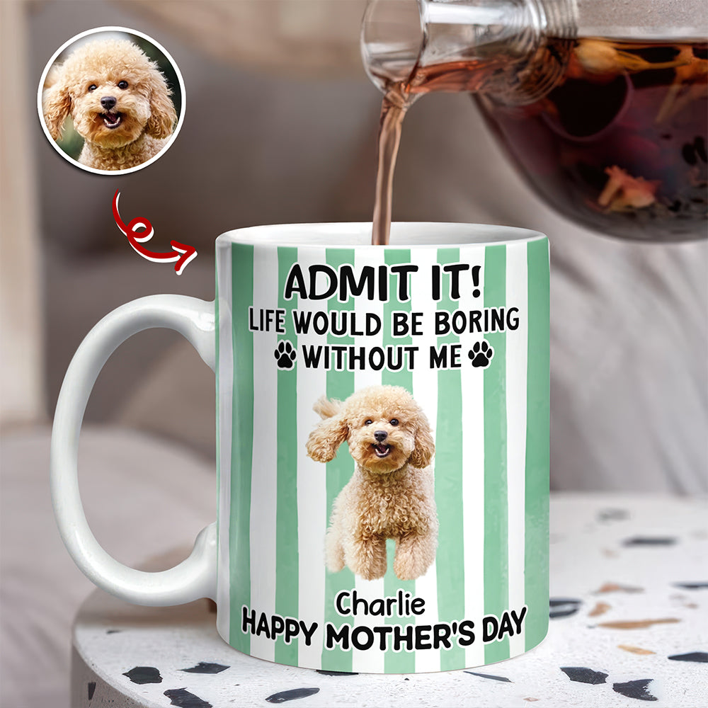 Custom Pet Photo Life Would Be Boring Without Me Dog Mug Mother's Day Gift HA75 920714