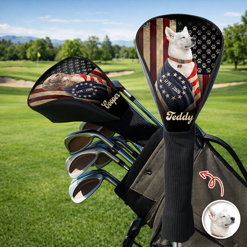 Custom Dog Photo American Patriot Golf Club Head Cover HA75 921306