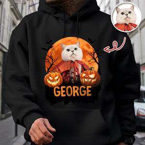 Custom Halloween Cat Photo Dark Shirt Spooky Season Shirt Cat Lovers Halloween Gift CH07 899620