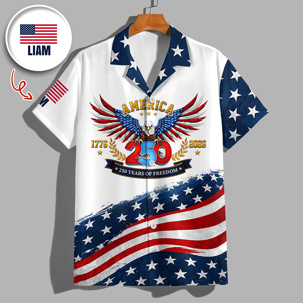 God Bless America Shirt – Personalized Name USA Flag Eagle Cross Hawaiian Shirt CH07 911292