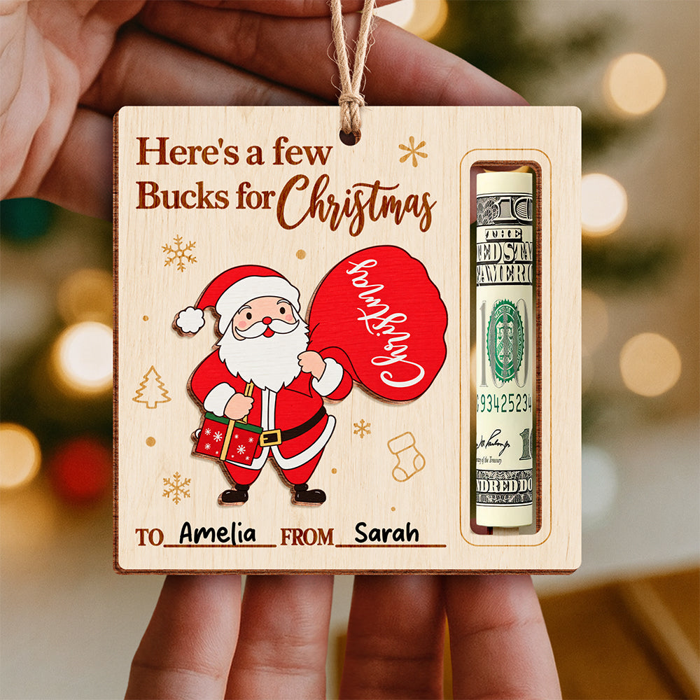 Personalized Santa Here’s a Few Bucks for Christmas Wooden Money Holder Ornament HO82 904226