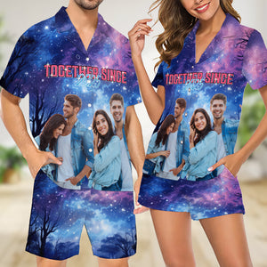 Custom Portrait Photo With Retro Style Short Pajamas Gift For Couple CH07 895506