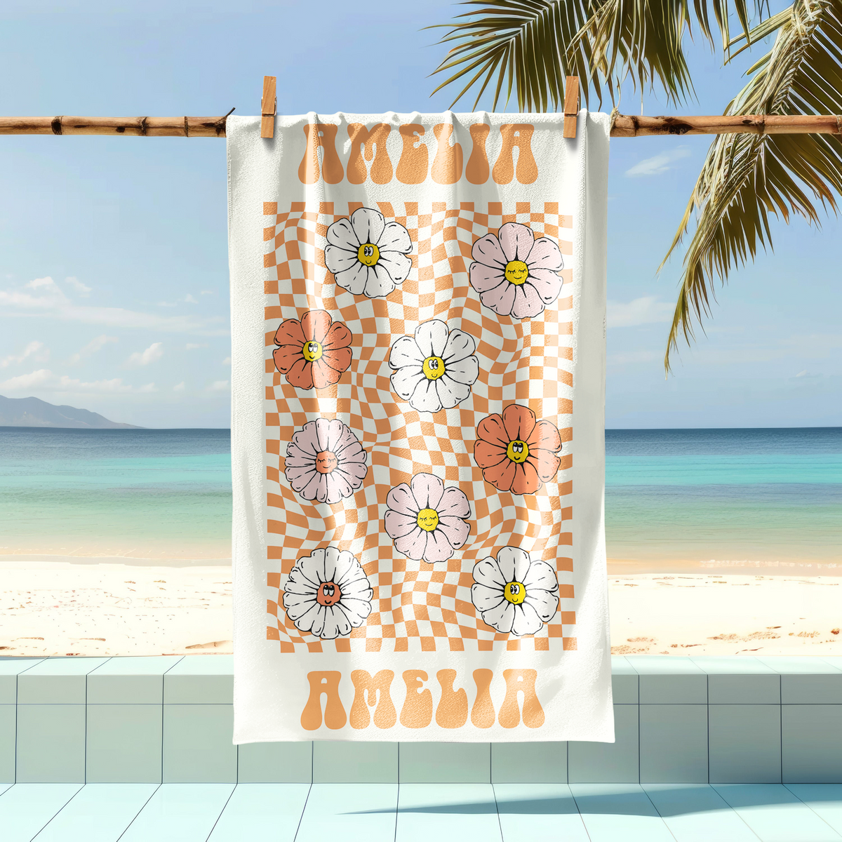 Personalized Smile Flower With Name Best Retro Summer Beach Towels LM32 893669