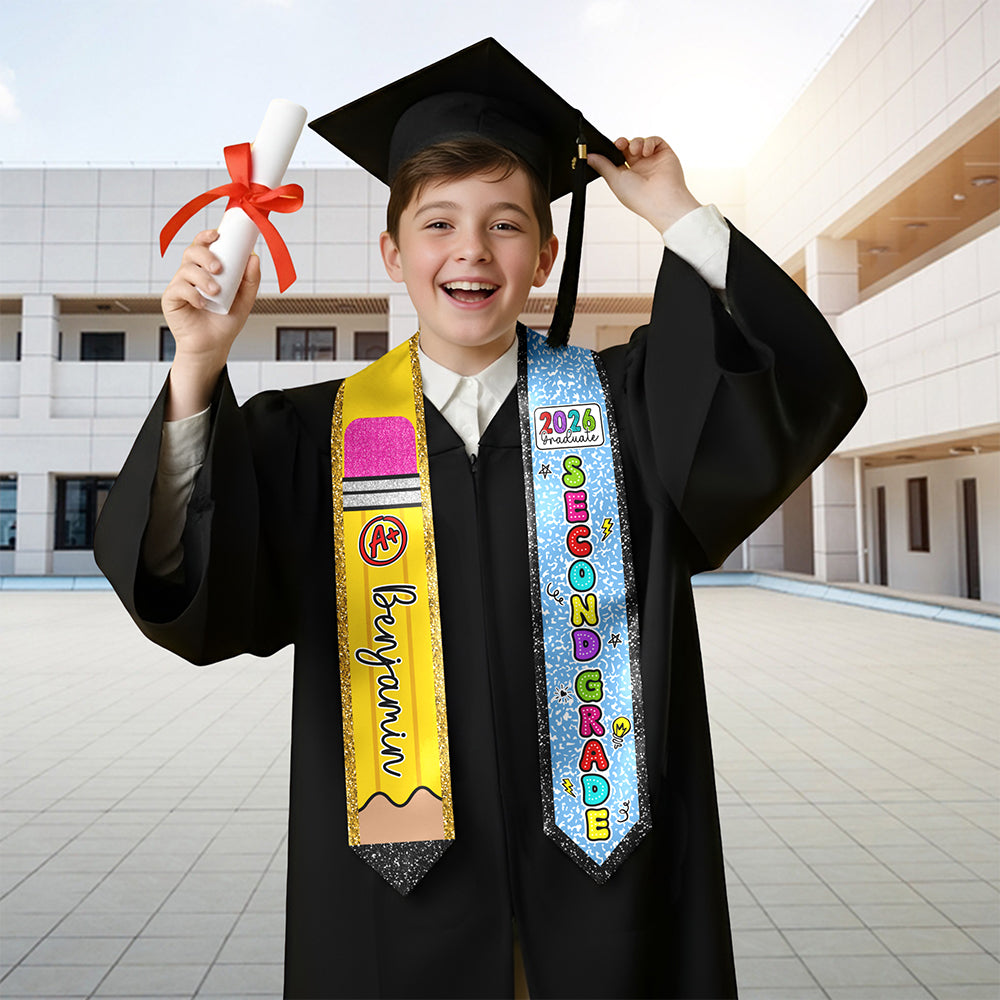 Personalized Cute Pencil 2026 Graduation Kid Stole HO82 901632
