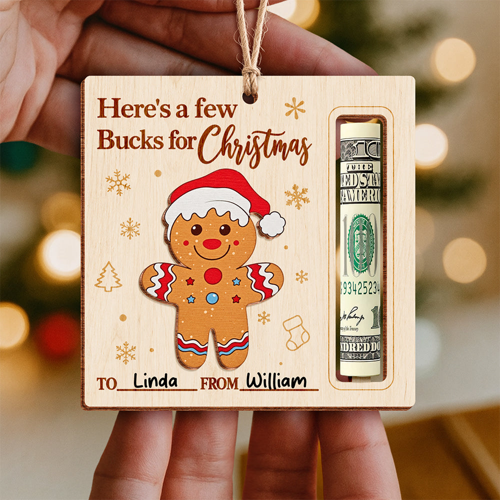 Custom Gingerbread Wood Money Holder Ornament Gift for Kids, Funny Holiday Gift for Family and Friends HO82 903908